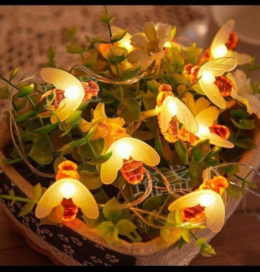 Honey Bee LED Fairy String Lights - 20 Pcs Decorative Warm Bee Lights for Bedroom, Garden & Party Decor (10-12 Feet)