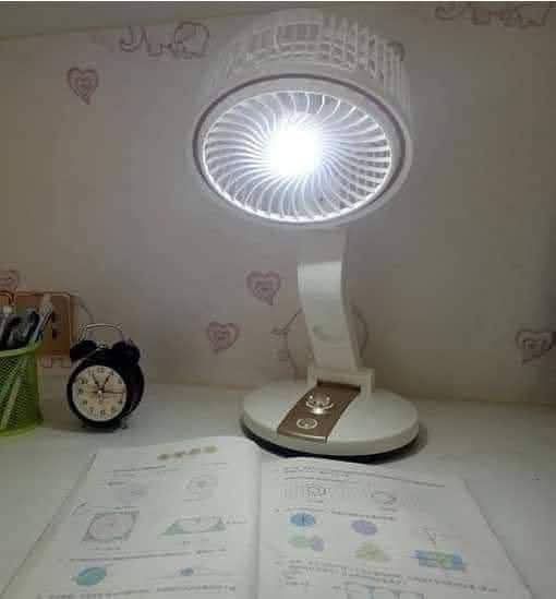 LR 2018 Multifunctional Foldable Rechargeable Table Fan - Portable Desk Fan with LED Night Light & USB/Solar Charging