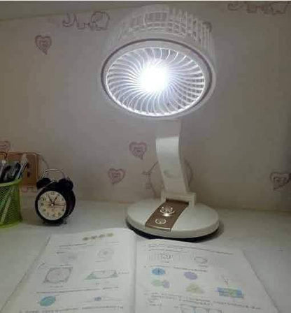 LR 2018 Multifunctional Foldable Rechargeable Table Fan - Portable Desk Fan with LED Night Light & USB/Solar Charging