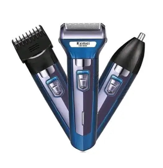 Kemei KM-6330 3-in-1 Professional Rechargeable Grooming Kit - All-in-One Beard Trimmer, Hair Clipper & Nose Shaver for Men