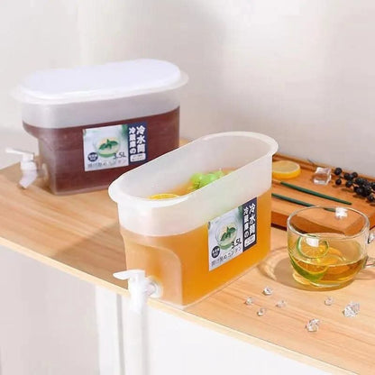 3.5L Refrigerator Juice & Cold Water Dispenser with Spigot - BPA Free Compact Beverage Container for Home & Parties