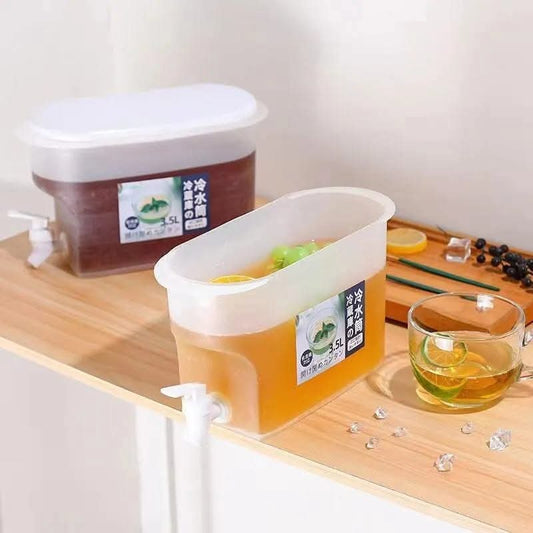 3.5L Refrigerator Juice & Cold Water Dispenser with Spigot - BPA Free Compact Beverage Container for Home & Parties