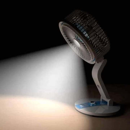LR 2018 Multifunctional Foldable Rechargeable Table Fan - Portable Desk Fan with LED Night Light & USB/Solar Charging