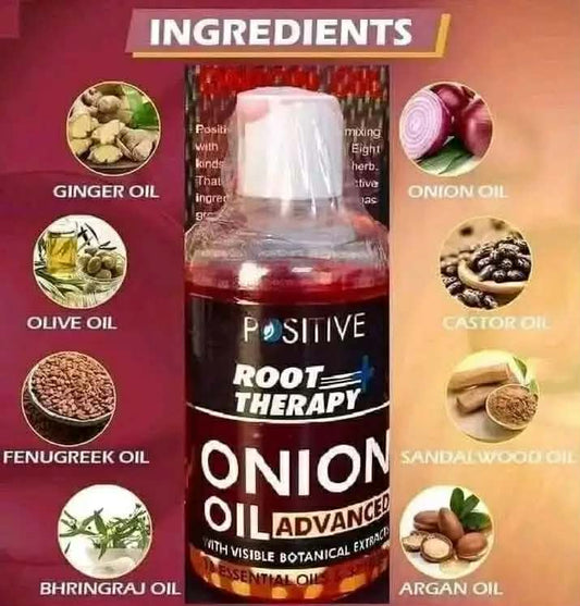 Positive Root Therapy Onion Oil Advanced (200ml) - Ultimate Hair Fall Solution & Fast Hair Growth Oil with 18 Essential Oils & 37 Herbs