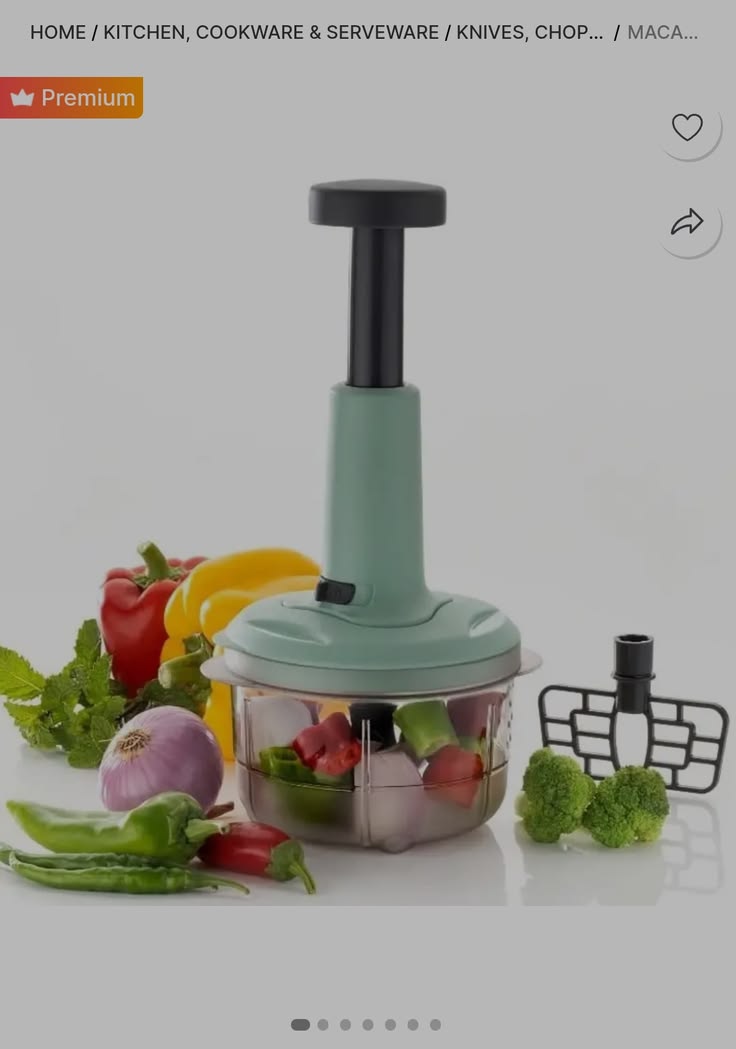 2 in 1 Manual Push Vegetable Chopper & Blender | Stainless Steel Kitchen Cutter | Easy Food Processor for Home Use