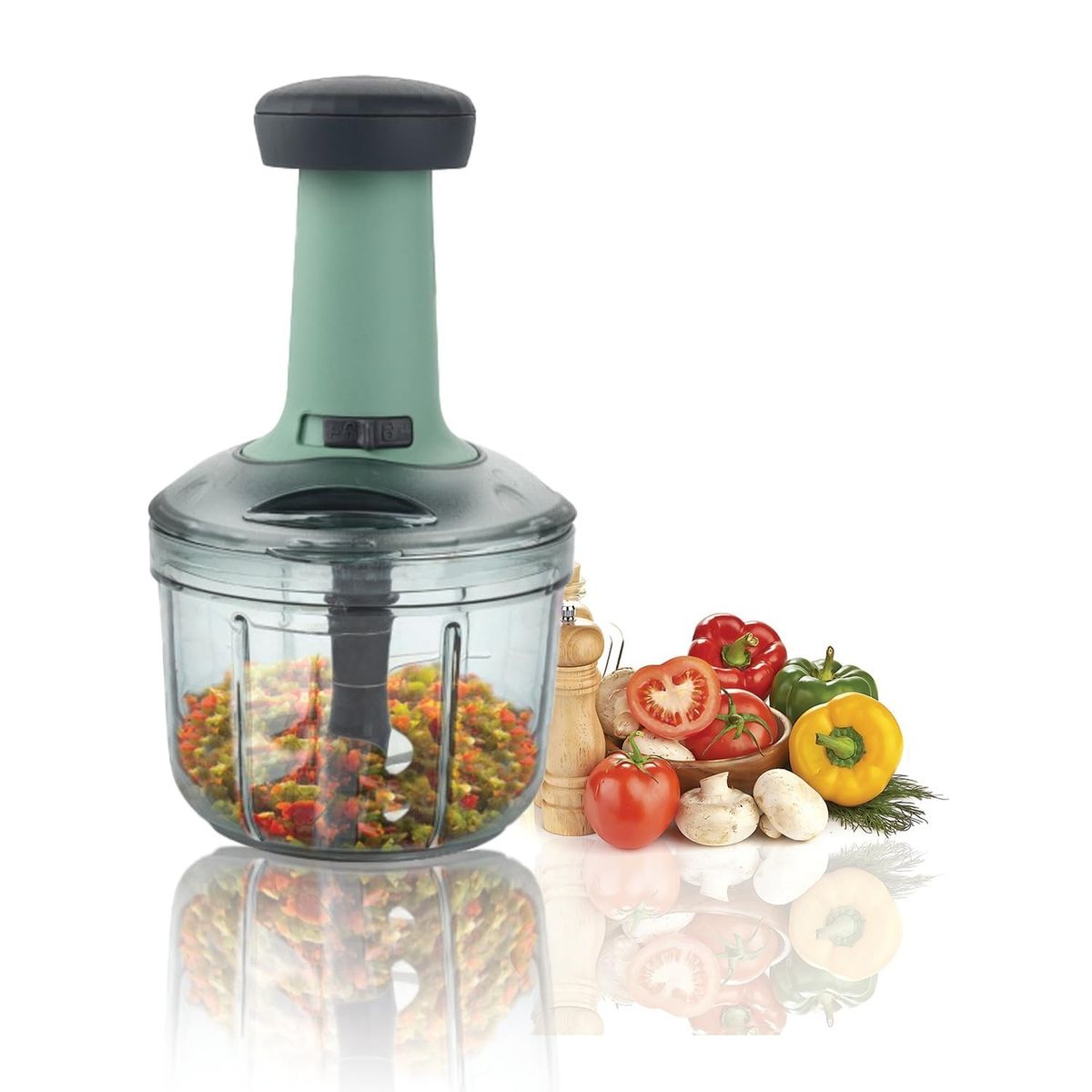 2 in 1 Manual Push Vegetable Chopper & Blender | Stainless Steel Kitchen Cutter | Easy Food Processor for Home Use