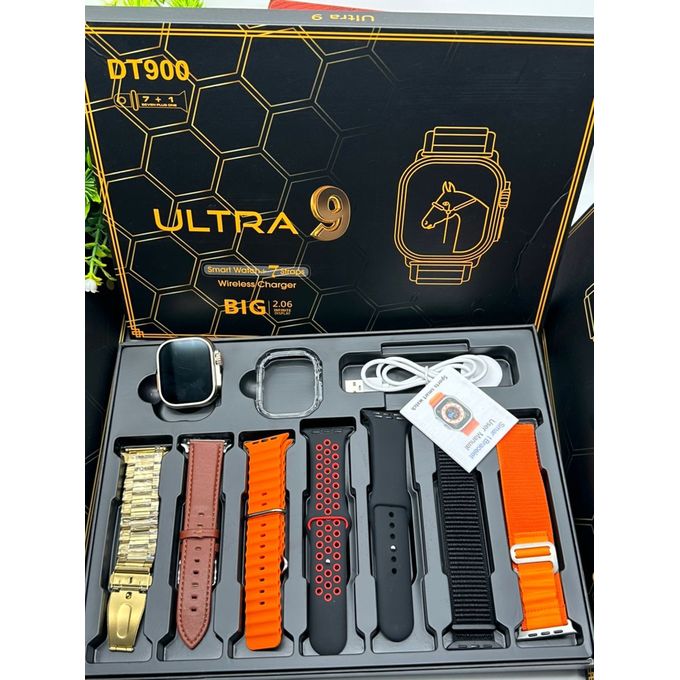 DT 900 Ultra Smartwatch 7+1 Mega Gift Set - 2.06" HD Infinite Display with 7 Premium Interchangeable Straps & Wireless Charging