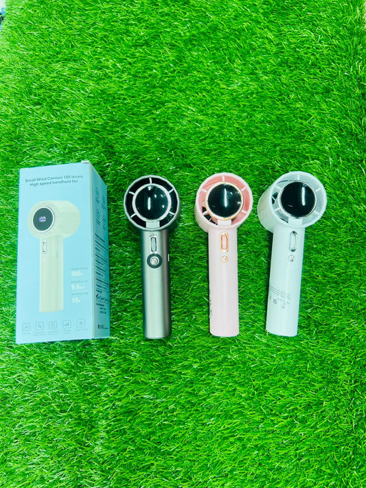 Small Wind Cannon High-Speed Handheld Fan - 100 Adjustable Speed Levels with Smart Digital Display & 9.0m/s Powerful Airflow