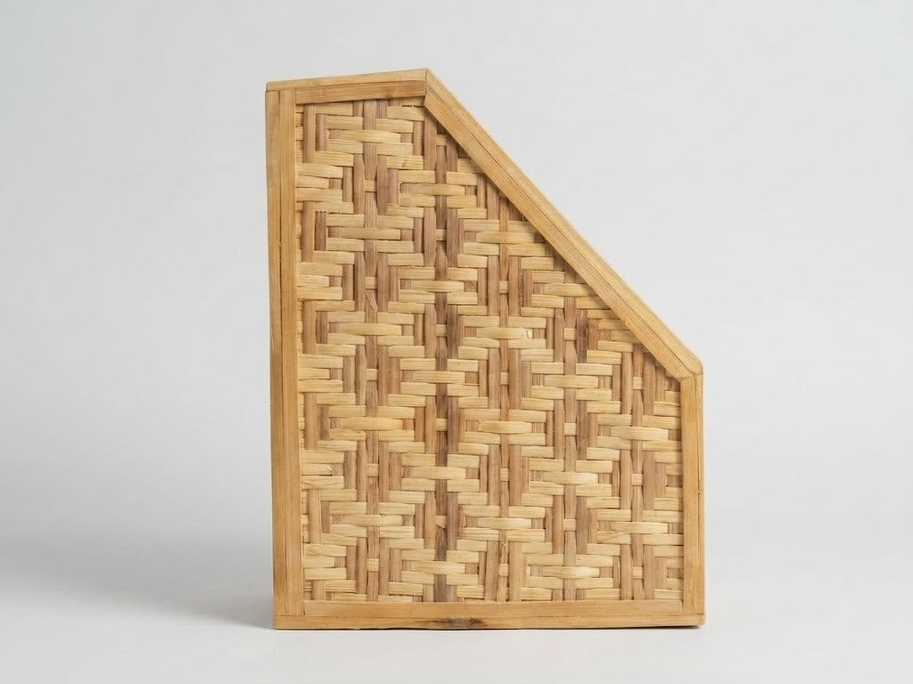 Handmade Eco-Friendly Woven Bamboo File & Magazine Organizer - Professional Desktop Folder Holder for Aesthetic Home & Office Decor