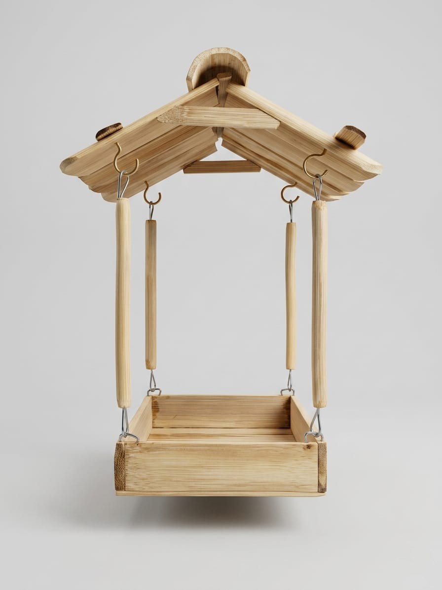 Handmade Eco-Friendly Bamboo Bird Feeder - Traditional Hanging Hut Style Garden Decor & Bird House