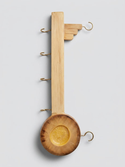 Premium Handmade Bamboo Key Holder - Unique Key-Shaped Wall Mounted Organizer & Traditional Home Decor Hook Set