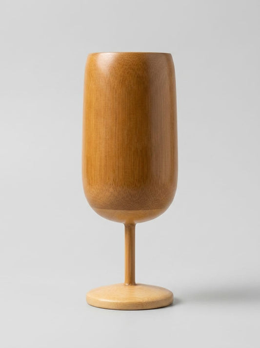 Premium Handmade Eco-Friendly Bamboo Wine Glass - Elegant Long-Stemmed Goblet for Juice, Mocktails & Aesthetic Table Decor