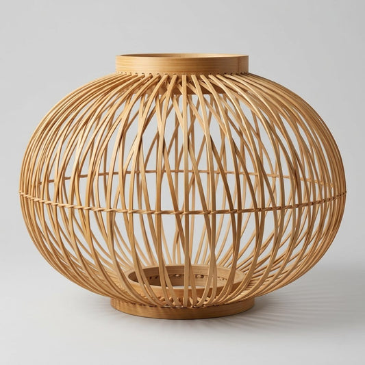 Premium Handmade Bamboo Globe Lampshade - Aesthetic Round Hanging Lantern for Home, Bedroom & Cafe Decor (Eco-Friendly)