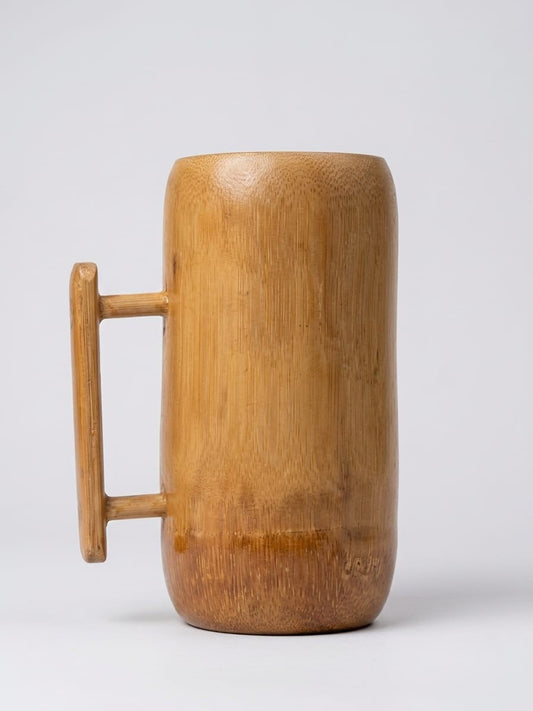 Premium Handmade Eco-Friendly Large Bamboo Mug - Traditional Beer & Water Cup with Sturdy Handle (100% Natural & Chemical-Free)