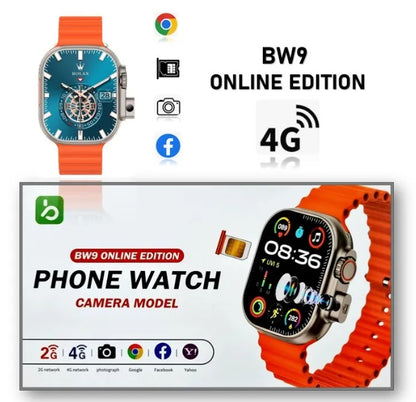 BW9 Pro Online Edition 4G Android Smart Watch - SIM Supported Phone Watch with Built-in Camera & Play Store Support