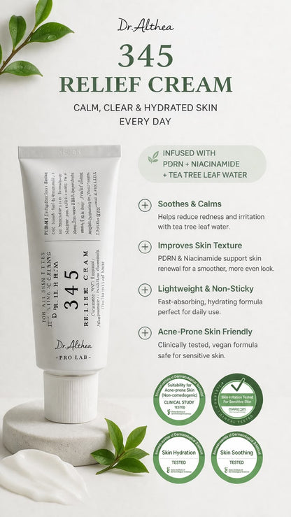 Original Dr. Althea 345 Relief Cream (50ml) - Korean Skin Barrier Repair & Acne Soothing Moisturizer