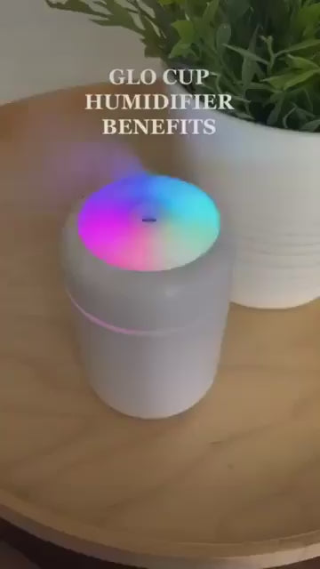 300ml Glo Cup Mini Aroma Diffuser & Humidifier - Ultrasonic Cool Mist with 7 Color LED Night Light for Home, Office & Car