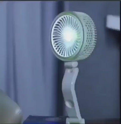 LR 2018 Multifunctional Foldable Rechargeable Table Fan - Portable Desk Fan with LED Night Light & USB/Solar Charging